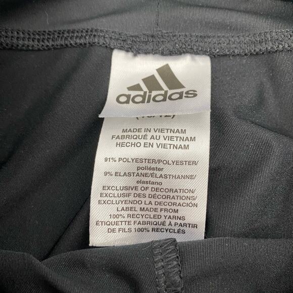 Adidas Super Star Leggings Tight Black White Running Stripe Girls Medium 10/12 - Picture 5 of 8
